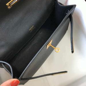 Hermes Mini Kelly Pouchette Epsom Leather H230241 Black Gold - Default Title - View 9