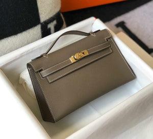 Hermes Mini Kelly Pouchette H230223 Epsom Leather Elephant Grey - Default Title - View 3