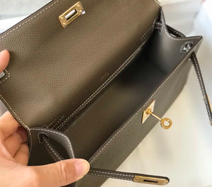 Hermes Mini Kelly Pouchette H230223 Epsom Leather Elephant Grey - Default Title - View 9