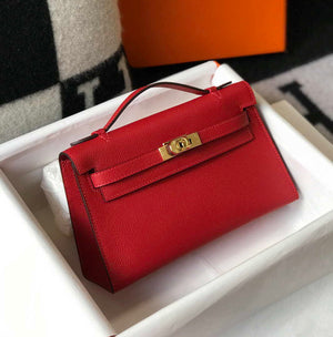 Hermes Mini Kelly Pouchette Epsom Leather H230227 Red - Default Title - View 8