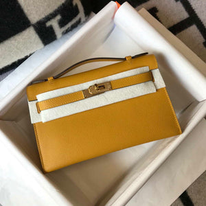 Hermes Mini Kelly Pouchette Epsom Leather H230228 Yellow - Default Title - View 1