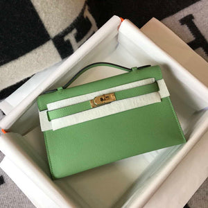 Hermes Mini Kelly Pouchette Epsom Leather H230229 Green - Default Title - View 1