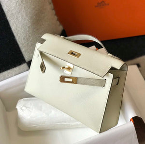 Hermes Mini Kelly Pouchette Epsom Leather H230230 White - Default Title - View 4