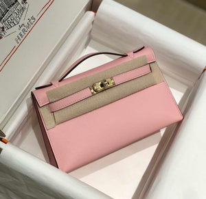 Hermes Kelly Pouchette Swift Leather clutch bag Gold H230251 - Default Title - View 1