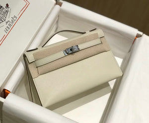 Hermes Mini Kelly Pouchette Swift Leather clutch bag Silver H230255 - Default Title - View 1