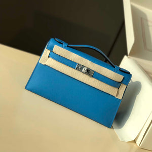 Hermes Kelly Pouchette Swift Leather clutch bag Silver H230256 - Default Title - View 1