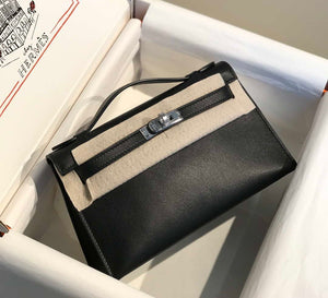 Hermes Kelly Pouchette Swift Leather clutch bag Silver H230258 - Default Title - View 1