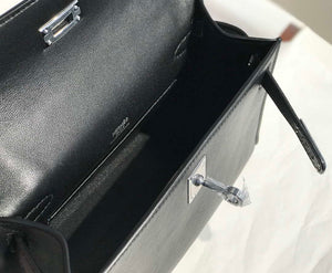 Hermes Kelly Pouchette Swift Leather clutch bag Silver H230258 - Default Title - View 9