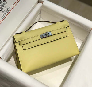 Hermes Kelly Pouchette Swift Leather clutch bag Silver H230260 - Default Title - View 3
