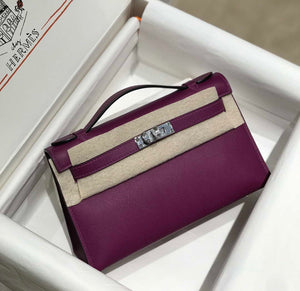 Hermes Kelly Pouchette Swift Leather clutch bag Silver H230261 - Default Title - View 1