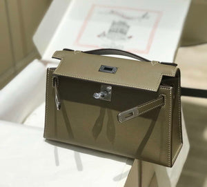 Hermes Kelly Pouchette Swift Leather clutch bag Silver H230262 - Default Title - View 4