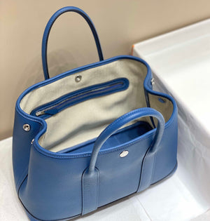 Hermes Blue Clemence Garden Party 30cm Bag H239040 - Default Title - View 9