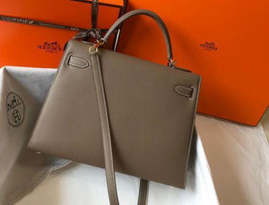 Hermes Sellier Kelly 28cm of Epsom Leather Bag 20337 Dark Gray - luxibagsmall