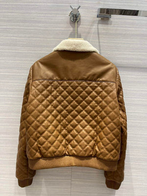 Hermes Women's Fashion Clothing Embossed Leather Jacket H33260 - 36 - View 9