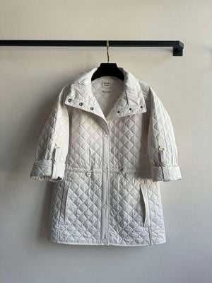 Hermes Women's Fashion Waisted diamond quilted jacket H33422 - S - View 1