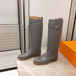 Herm¨¨s Women's Jumping leather riding boots H042138Zv01340 Gray - US 4=Euro 35 - View 3