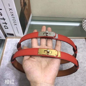 Hermes Women's Kelly Leather Belt 20MM 19019 Orange Red - luxibagsmall