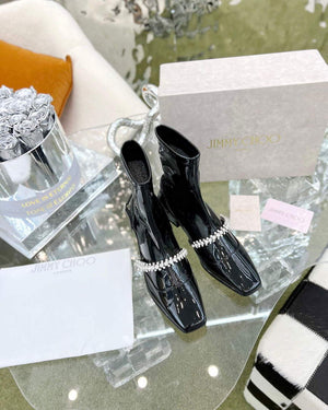 Jimmy Choo Women's Shoes Crystal-embellished Boot 10003 Black - 35 - View 3