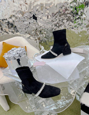 Jimmy Choo Women's Shoes Crystal-embellished Boot 10006 Black - 35 - View 2