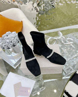 Jimmy Choo Women's Shoes Crystal-embellished Boot 10006 Black - 35 - View 5