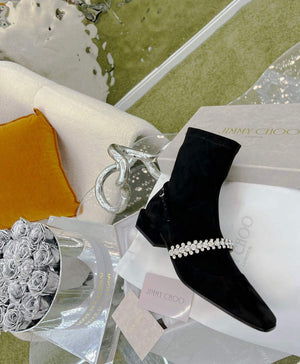 Jimmy Choo Women's Shoes Crystal-embellished Boot 10006 Black - 35 - View 6