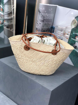 Loewe 169470054 LOEWE x Paula's Ibiza Anagram Small Basket Bag in Iraca Palm with Leather Handles Tan - Default Title - View 4