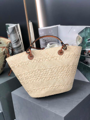 Loewe A223T43X02 Medium Anagram Basket bag in iraca palm and calfskin Natural Tan - Default Title - View 4