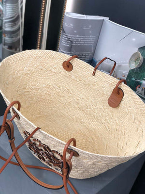 Loewe A223T43X02 Medium Anagram Basket bag in iraca palm and calfskin Natural Tan - Default Title - View 10