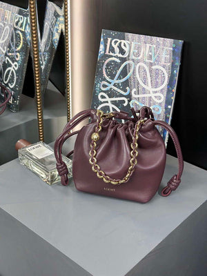 Loewe A411FPBX02 Flamenco Purse Bucket Bag in mellow nappa lambskin Dark Burgundy - Default Title - View 1