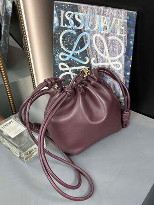 Loewe A411FPBX02 Flamenco Purse Bucket Bag in mellow nappa lambskin Dark Burgundy - Default Title - View 2