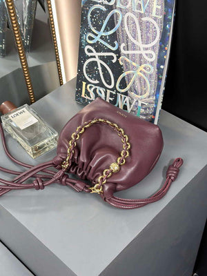 Loewe A411FPBX02 Flamenco Purse Bucket Bag in mellow nappa lambskin Dark Burgundy - Default Title - View 3