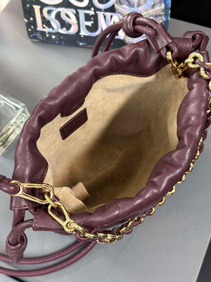 Loewe A411FPBX02 Flamenco Purse Bucket Bag in mellow nappa lambskin Dark Burgundy - Default Title - View 9