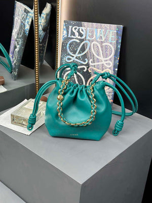 Loewe A411FPBX02 Flamenco Purse Bucket Bag in mellow nappa lambskin Green - Default Title - View 1