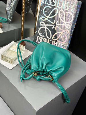 Loewe A411FPBX02 Flamenco Purse Bucket Bag in mellow nappa lambskin Green - Default Title - View 4