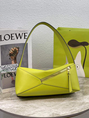 Loewe A510J67X01 Puzzle Hobo Bag in Nappa Calfskin Lime Yellow - Default Title - View 2