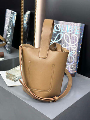 Loewe AANBBBMX01 Mini Pebble Bucket Bag in mellow calfskin Brown - Default Title - View 2