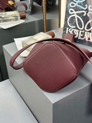 Loewe AANBBBMX01 Mini Pebble Bucket Bag in mellow calfskin Dark Burgundy - Default Title - View 3