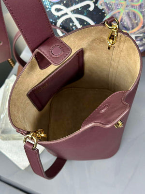 Loewe AANBBBMX01 Mini Pebble Bucket Bag in mellow calfskin Dark Burgundy - Default Title - View 7