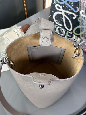 Loewe AANBBBMX01 Mini Pebble Bucket Bag in mellow calfskin Pearl gray - Default Title - View 7