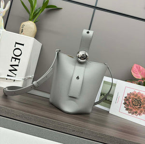Loewe AANBBBMX01 Mini Pebble Bucket Bag in mellow calfskin Gray - Default Title - View 1