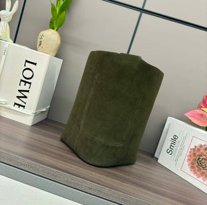 Loewe AANBBBWX01 Large Pebble Bucket bag in mellow Suede cowhide leather Green - Default Title - View 3