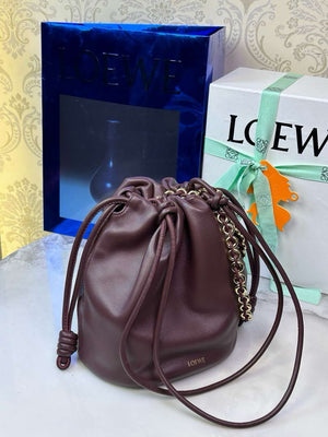 Loewe Flamenco Purse Bucket Bag L9003 in mellow nappa lambskin A411FPBX02 Wine Red - Default Title - View 5
