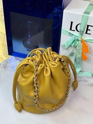 Loewe Flamenco Purse Bucket Bag L9004 in mellow nappa lambskin A411FPBX02 Desert Yellow - Default Title - View 7