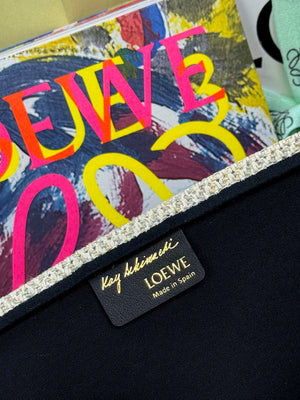 Loewe Medium Puzzle Fold tote in Linen embroidery A657G50X01 Beige and Black - Default Title - View 7