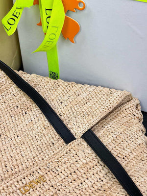 Loewe Medium Puzzle Fold tote in raffia Natural A779G50X08 - Default Title - View 9
