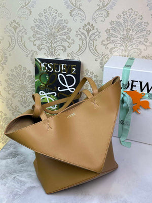 Loewe Medium Puzzle Fold tote in shiny calfskin A657G50X01 Brown - Default Title - View 7