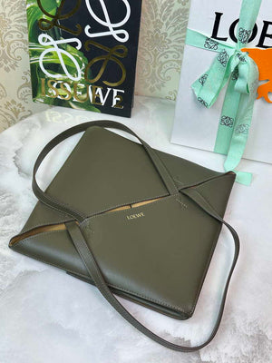 Loewe Medium Puzzle Fold tote in shiny calfskin A657G50X01 Dark Green - Default Title - View 6