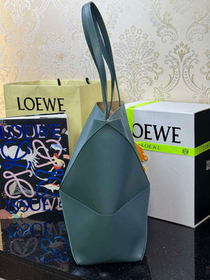 Loewe Medium Puzzle Fold tote in shiny calfskin A657G50X01 Vetiver Green - Default Title - View 2