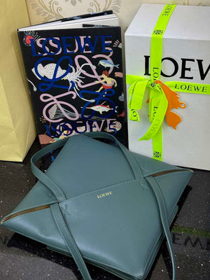 Loewe Medium Puzzle Fold tote in shiny calfskin A657G50X01 Vetiver Green - Default Title - View 5