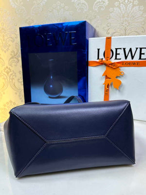 Loewe Medium Puzzle Fold tote in shiny calfskin A657G50X01 Navy Blue - Default Title - View 5